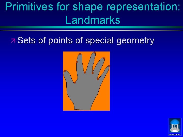 Primitives for shape representation: Landmarks ä Sets of points of special geometry MIDAG@UNC 