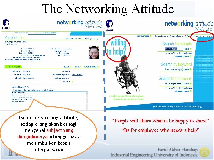 The Networking Attitude Dalam networking attitude, setiap orang akan berbagi mengenai subject yang diinginkannya