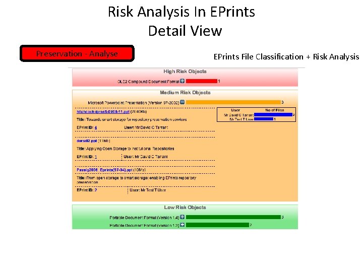 Risk Analysis In EPrints Analysis Detail View Preservation - Analyse EPrints File Classification +