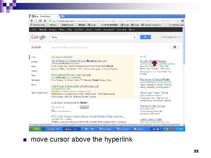 n move cursor above the hyperlink 32 