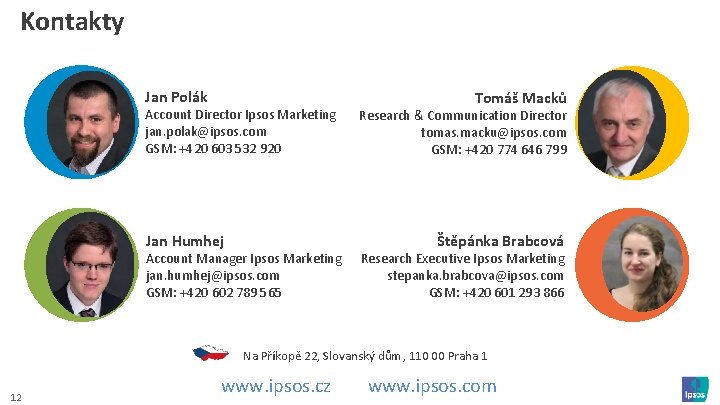 Kontakty Jan Polák Account Director Ipsos Marketing jan. polak@ipsos. com GSM: +420 603 532