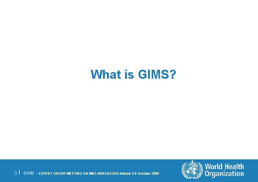 What is GIMS? 3 | GIMS - EXPERT GROUP MEETING ON MDG INDICATORS Astana