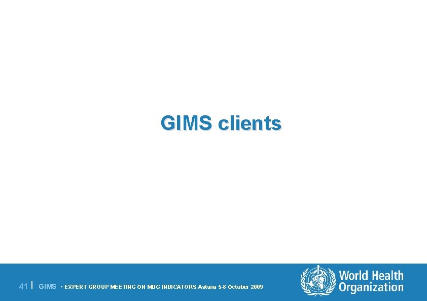 GIMS clients 41 | GIMS - EXPERT GROUP MEETING ON MDG INDICATORS Astana 5