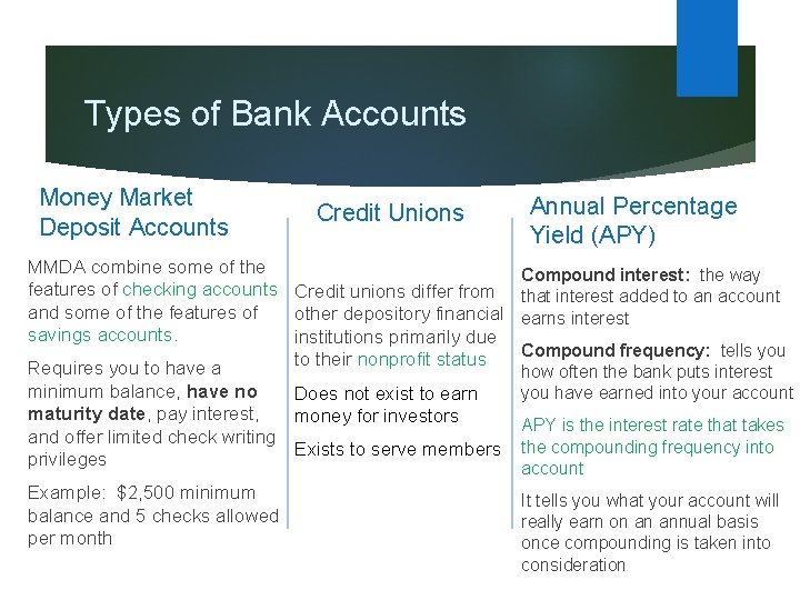 Types of Bank Accounts Money Market Deposit Accounts Credit Unions MMDA combine some of