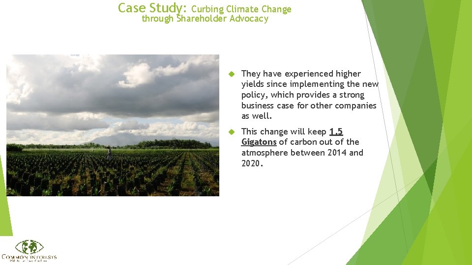 Case Study: Curbing Climate Change through Shareholder Advocacy They have experienced higher yields since
