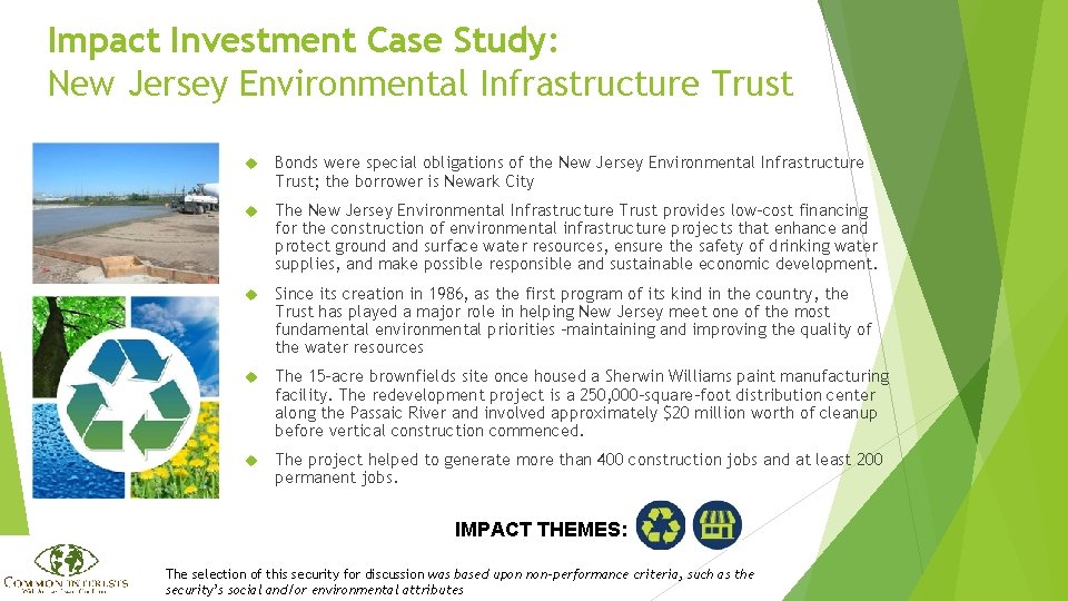 Impact Investment Case Study: New Jersey Environmental Infrastructure Trust Bonds were special obligations of