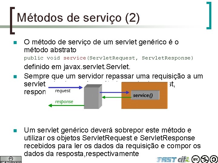 Métodos de serviço (2) n O método de serviço de um servlet genérico é