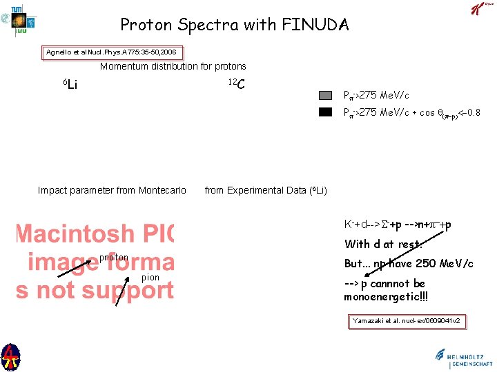 Proton Spectra with FINUDA Agnello et al. Nucl. Phys. A 775: 35 -50, 2006