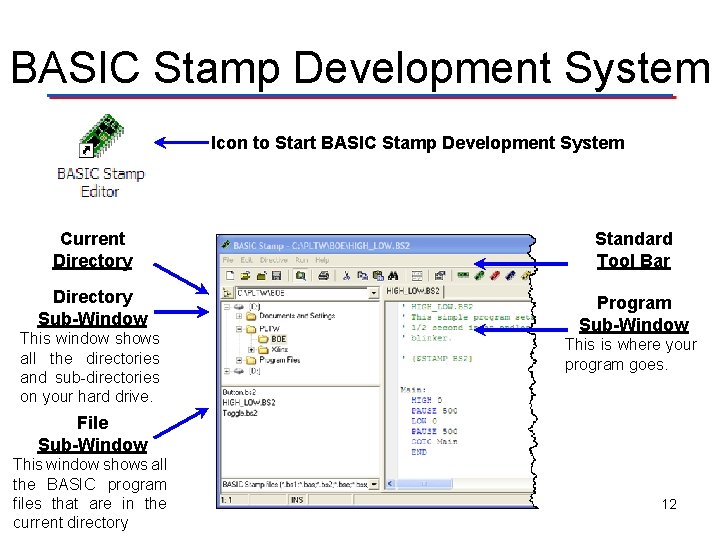 BASIC Stamp Development System Icon to Start BASIC Stamp Development System Current Directory Standard