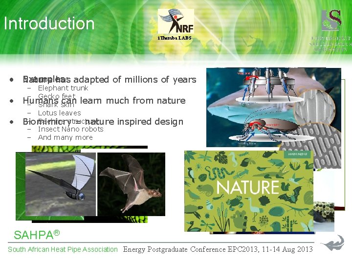 Introduction i. Themba LABS • Nature Examples: has adapted of millions of years •