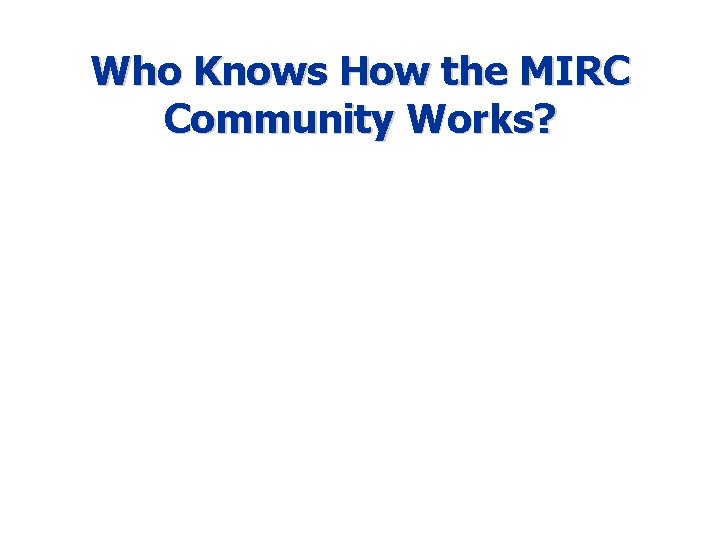 Who Knows How the MIRC Community Works? 
