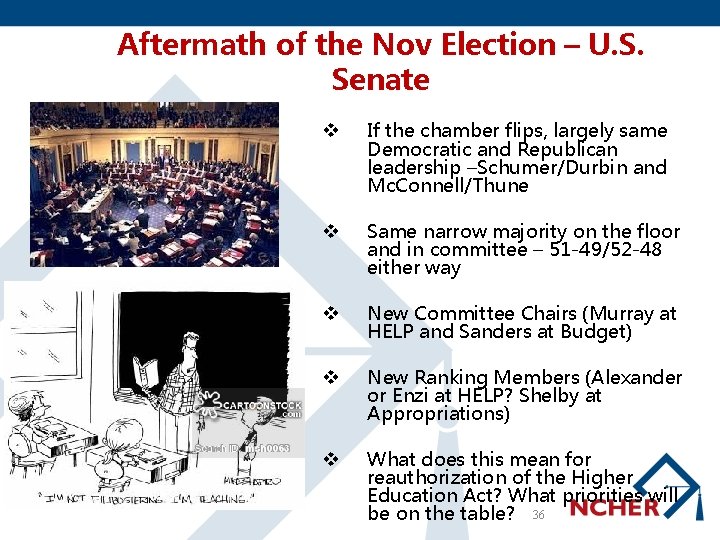 Aftermath of the Nov Election – U. S. Senate v If the chamber flips,