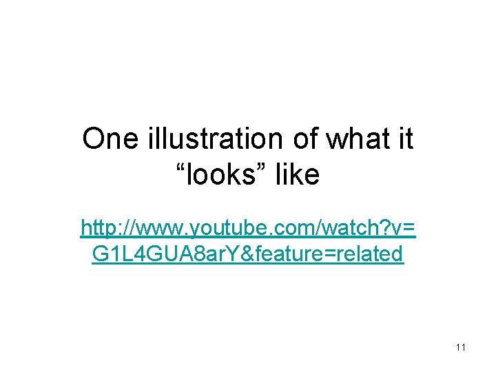 One illustration of what it “looks” like http: //www. youtube. com/watch? v= G 1