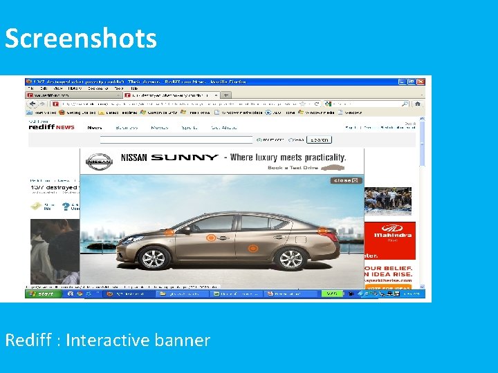 Rediff : Interactive banner NISSAN SUNNY Screenshots 