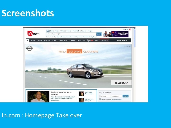 In. com : Homepage Take over NISSAN SUNNY Screenshots 