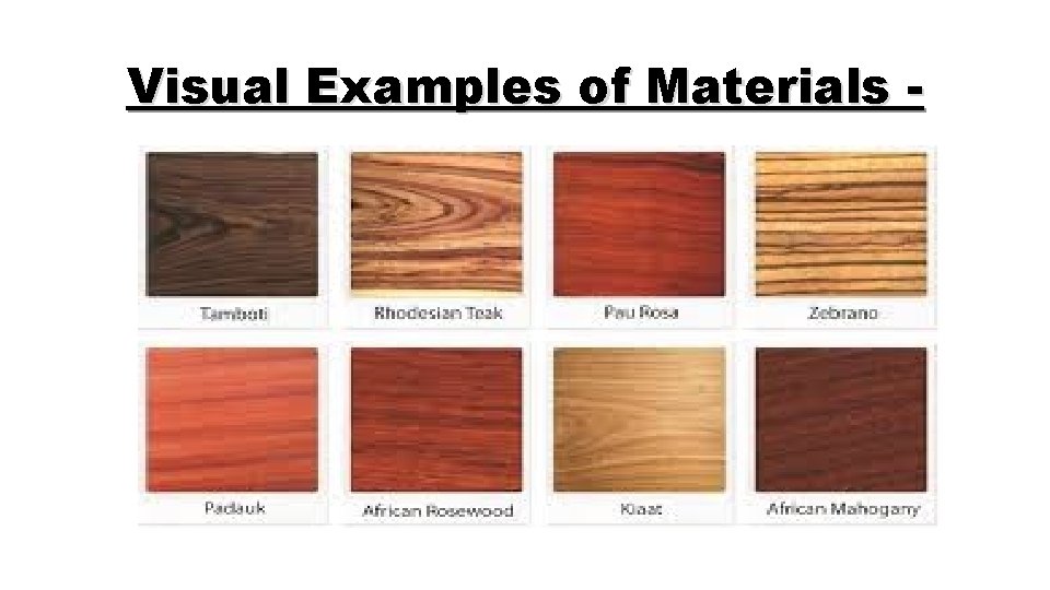Visual Examples of Materials - 