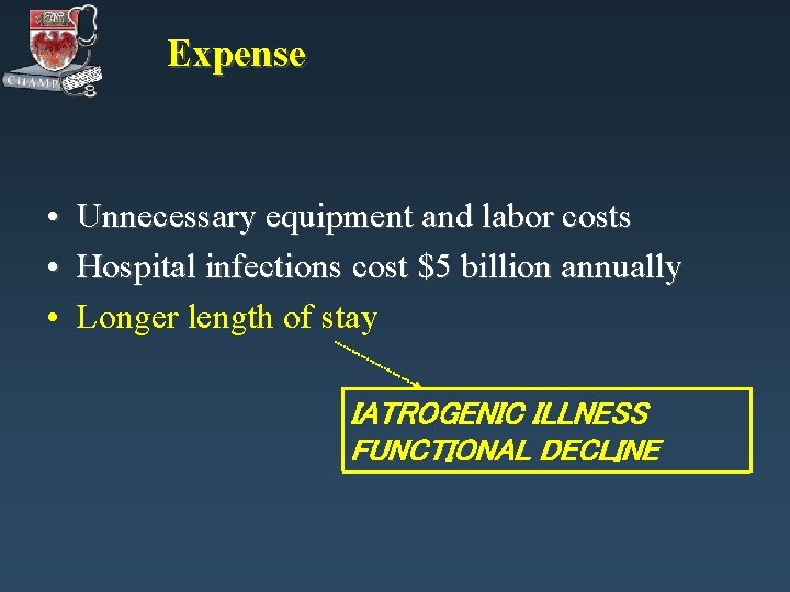 Expense • • • Unnecessary equipment and labor costs Hospital infections cost $5 billion