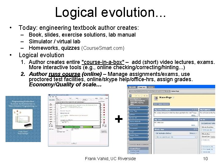 Logical evolution. . . • Today: engineering textbook author creates: – Book, slides, exercise