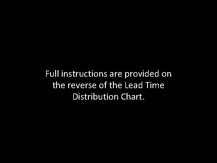 Full instructions are provided on the reverse of the Lead Time Distribution Chart. 