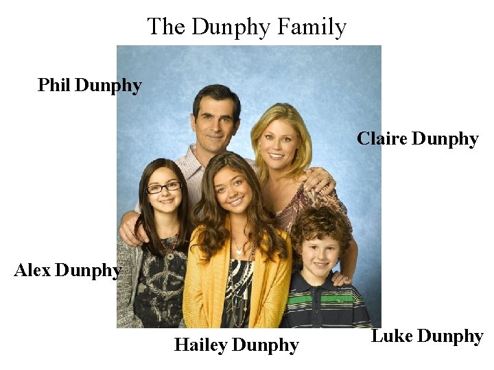 The Dunphy Family Phil Dunphy Claire Dunphy Alex Dunphy Hailey Dunphy Luke Dunphy 