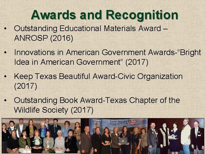 Awards and Recognition • Outstanding Educational Materials Award – ANROSP (2016) • Innovations in