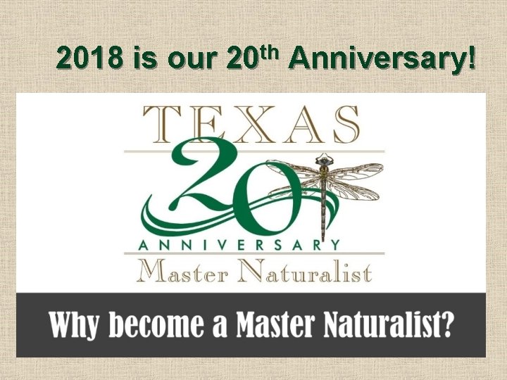 2018 is our 20 th Anniversary! 