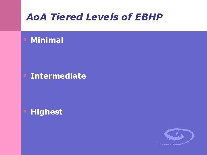 Ao. A Tiered Levels of EBHP § Minimal § Intermediate § Highest 
