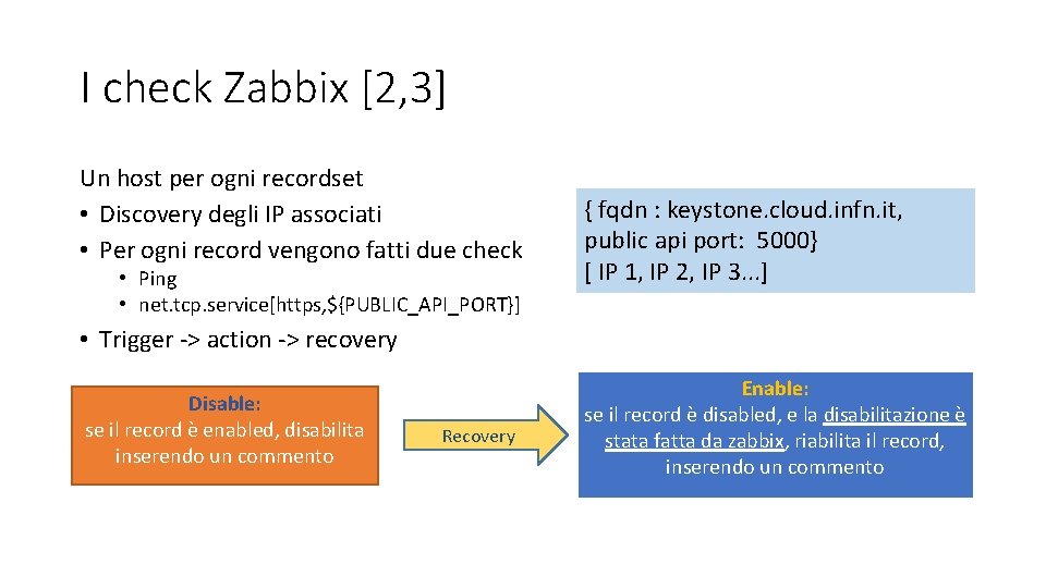 I check Zabbix [2, 3] Un host per ogni recordset • Discovery degli IP