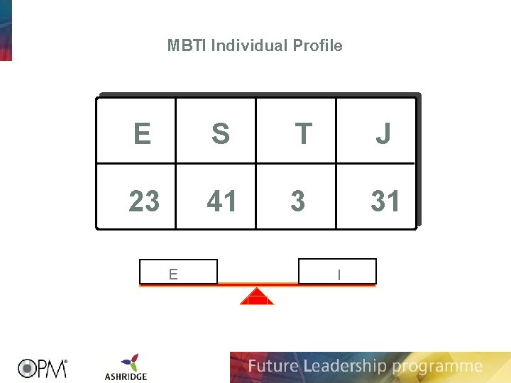 MBTI Individual Profile E S T J 23 41 3 31 E I 