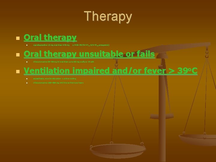 Therapy Oral therapy q 4– 6 h PO ( 5–HT 1 A & 5