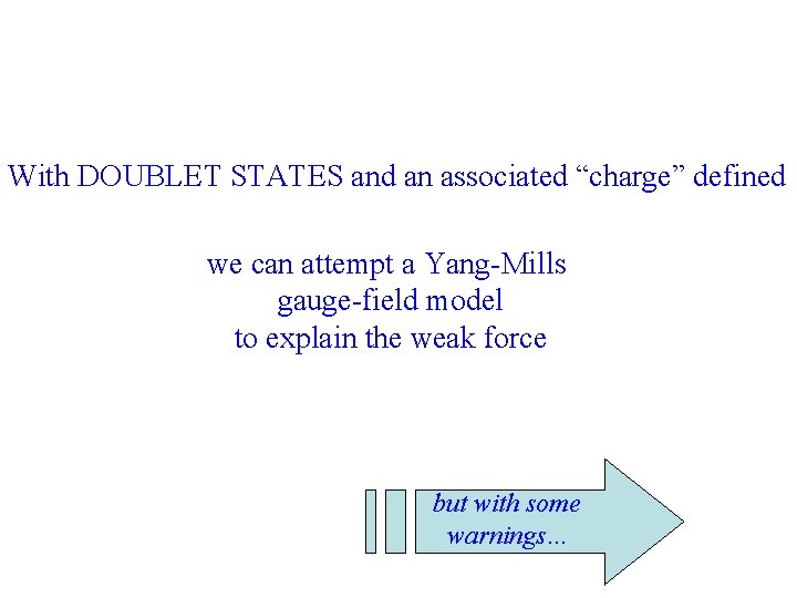 With DOUBLET STATES and an associated “charge” defined we can attempt a Yang-Mills gauge-field