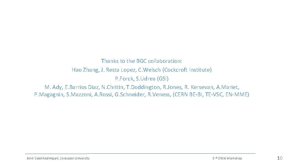 Thanks to the BGC collaboration: Hao Zhang, J. Resta Lopez, C. Welsch (Cockcroft Institute)