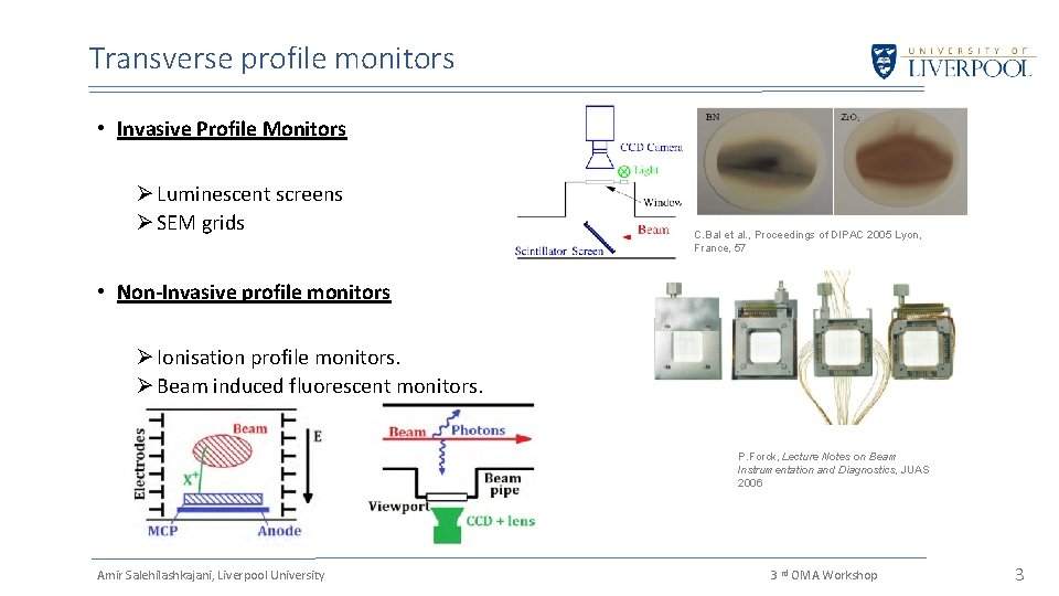 Transverse profile monitors • Invasive Profile Monitors Ø Luminescent screens Ø SEM grids C.
