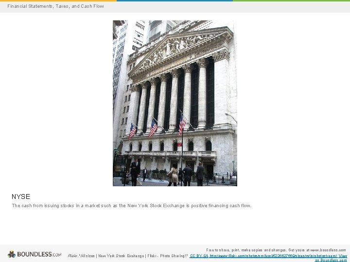 Financial Statements, Taxes, and Cash Flow NYSE The cash from issuing stocks in a