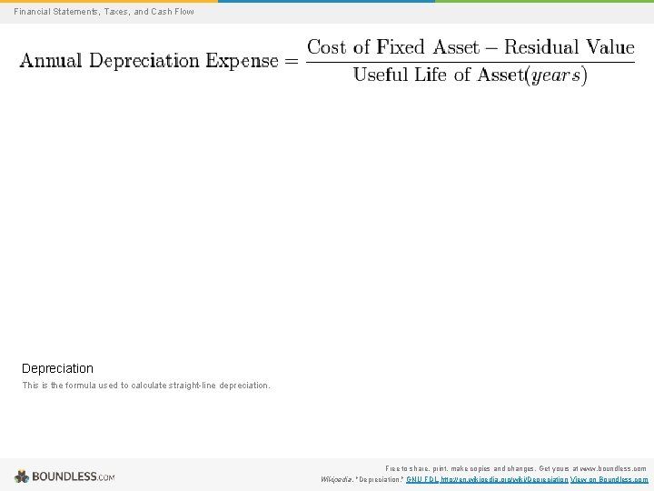 Financial Statements, Taxes, and Cash Flow Depreciation This is the formula used to calculate