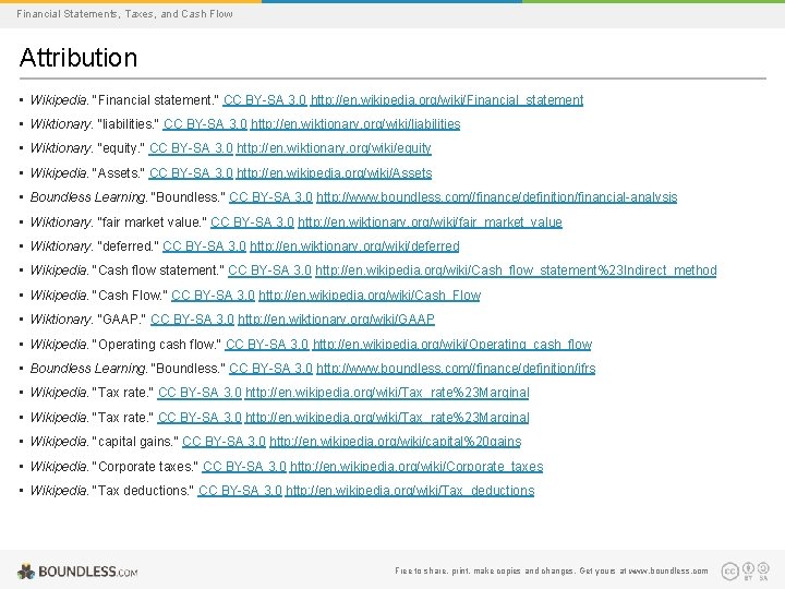 Financial Statements, Taxes, and Cash Flow Attribution • Wikipedia. "Financial statement. " CC BY-SA