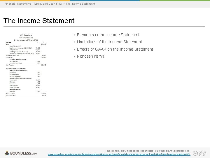Financial Statements, Taxes, and Cash Flow > The Income Statement • Elements of the