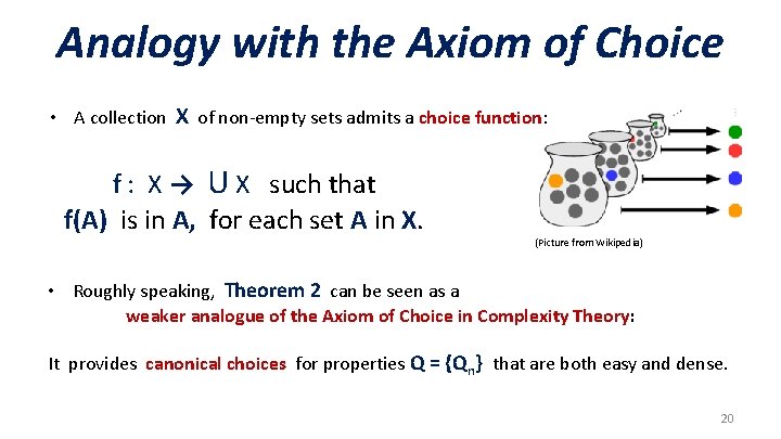 Analogy with the Axiom of Choice • A collection X of non-empty sets admits
