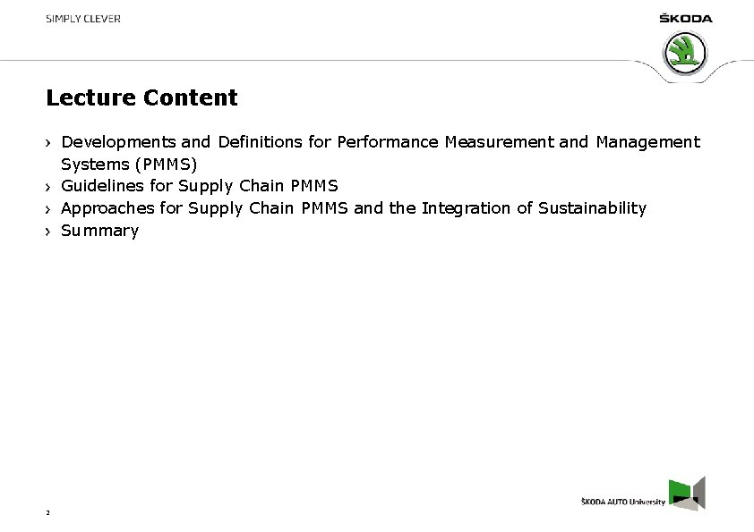 Lecture Content Developments and Definitions for Performance Measurement and Management Systems (PMMS) Guidelines for