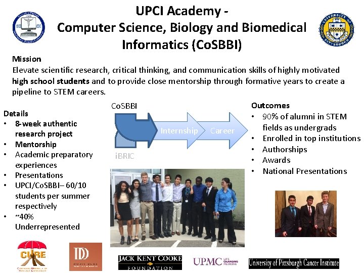 UPCI Academy Computer Science, Biology and Biomedical Informatics (Co. SBBI) Mission Elevate scientific research,