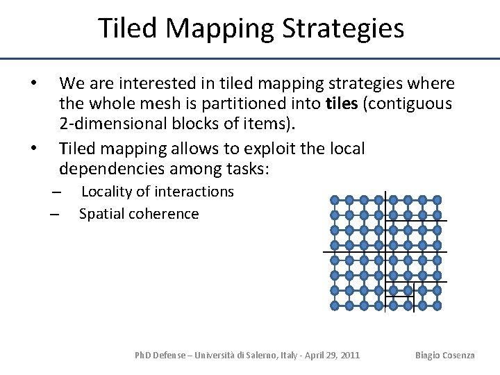Tiled Mapping Strategies • • We are interested in tiled mapping strategies where the