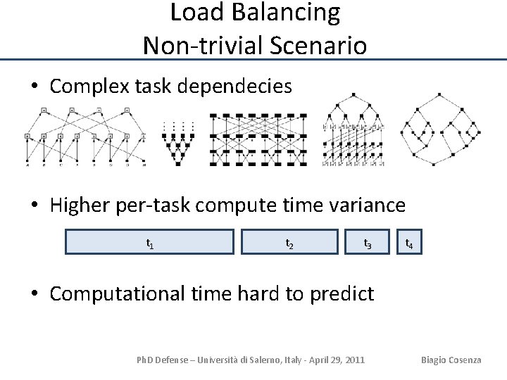 Load Balancing Non-trivial Scenario • Complex task dependecies • Higher per-task compute time variance