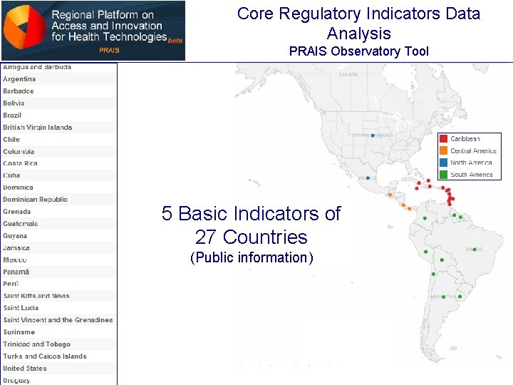 Core Regulatory Indicators Data Analysis PRAIS Observatory Tool 5 Basic Indicators of 27 Countries