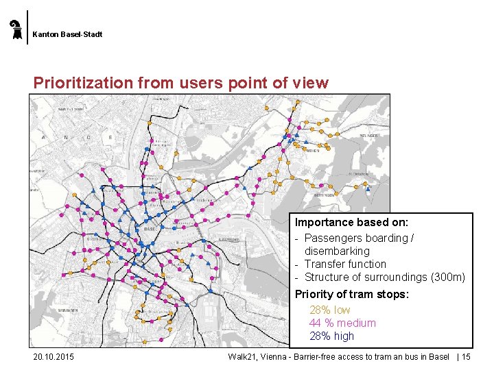 Kanton Basel-Stadt Prioritization from users point of view Importance based on: - Passengers boarding