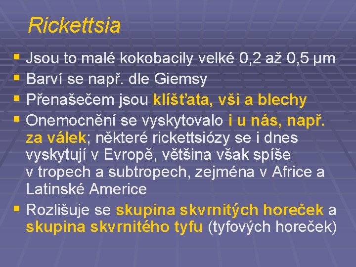 Rickettsia § Jsou to malé kokobacily velké 0, 2 až 0, 5 µm §