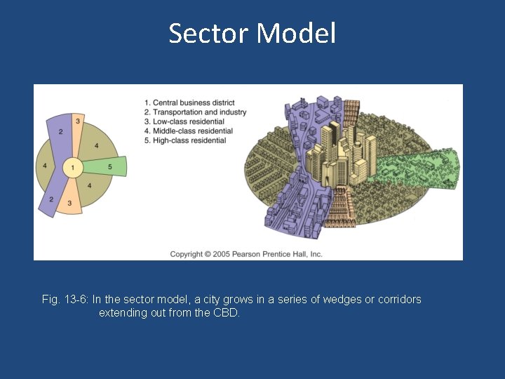 Sector Model Fig. 13 -6: In the sector model, a city grows in a