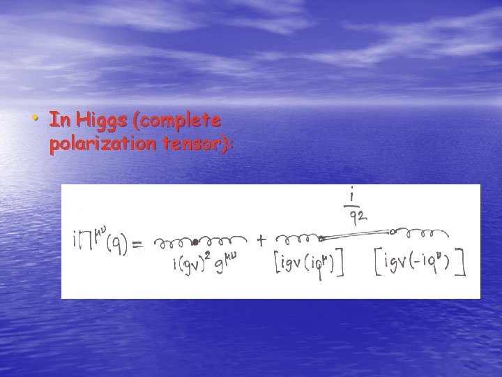  • In Higgs (complete polarization tensor): 