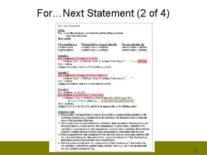 For…Next Statement (2 of 4) 11 