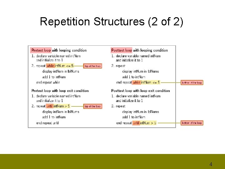 Repetition Structures (2 of 2) 4 