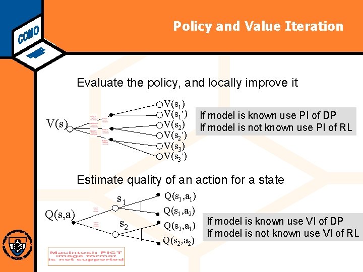 Computational Modeling Lab Policy and Value Iteration Evaluate the policy, and locally improve it